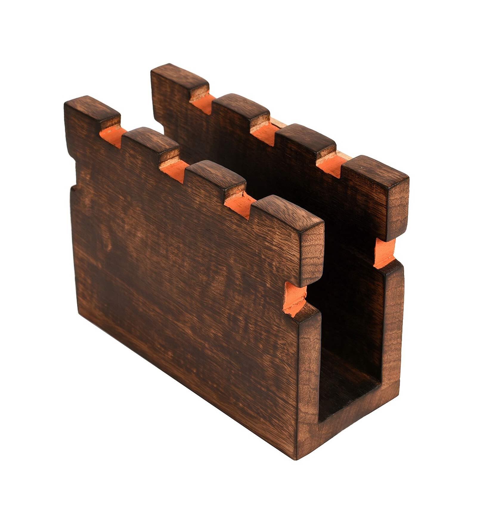 Handcrafted Antique Mango Wood Magazine Rack